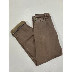 Vintage Cabelas Fleece Lined Canvas Pants Brown Work Wear Gorpcore W33 L36